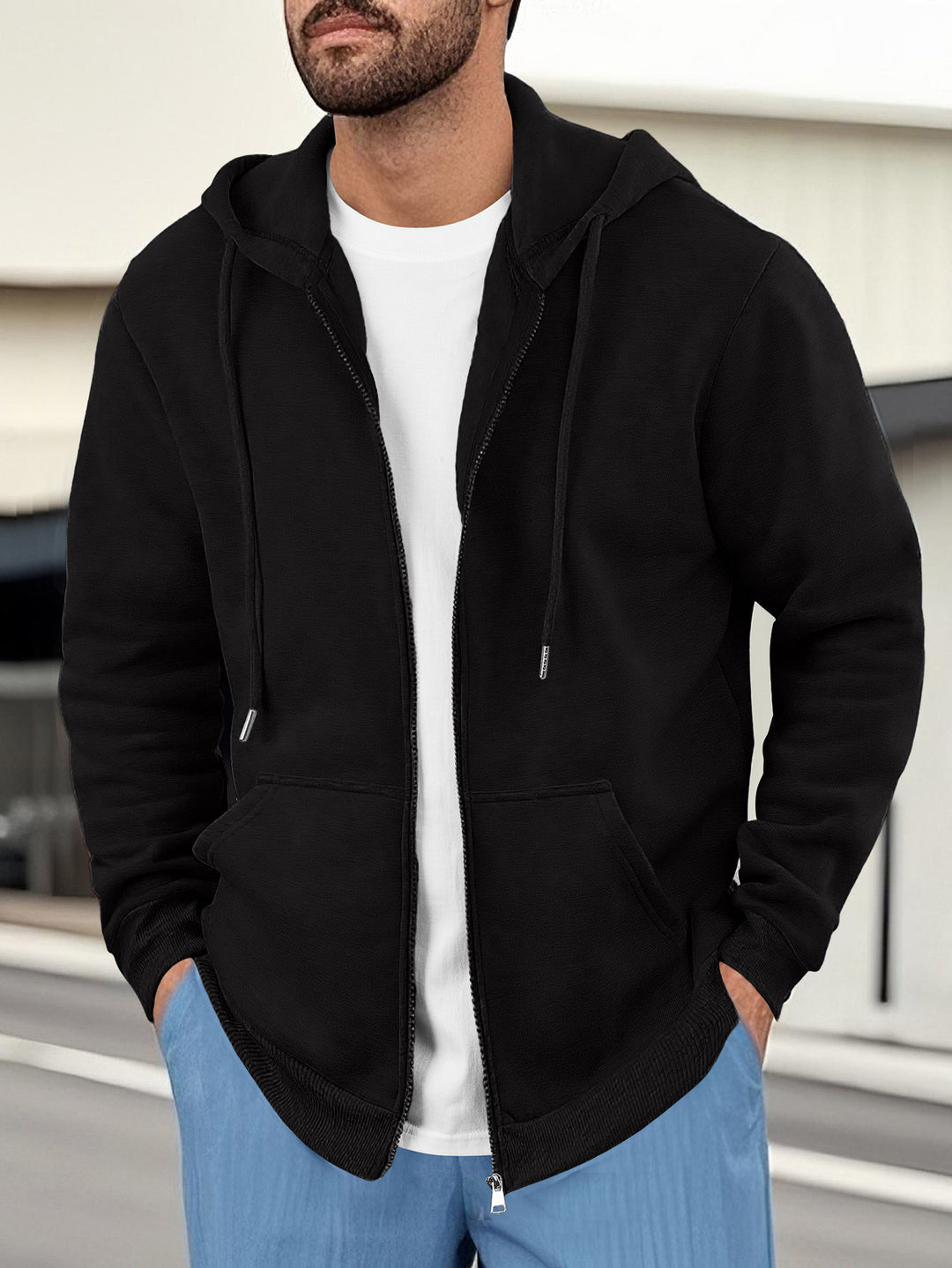 Men's casual hoodie jacket with breathable sweat fabric and practical pockets Lisslune