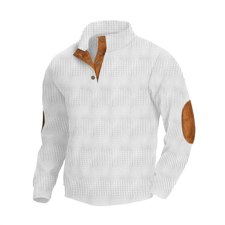 Men's fashionable sweater with textured design and leather details Lisslune