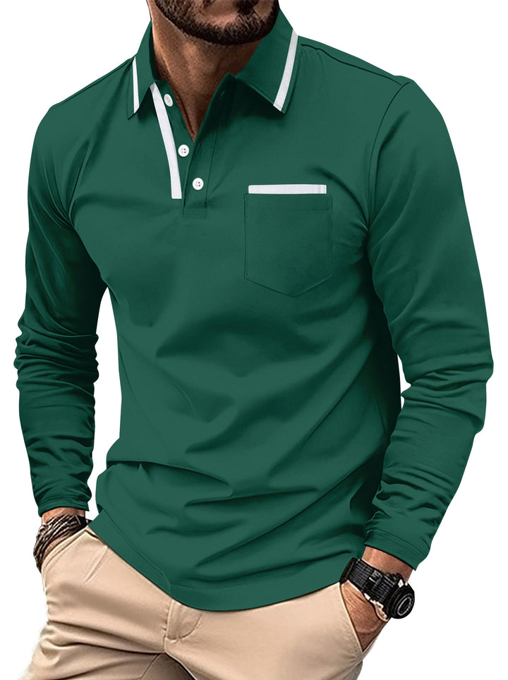 Men's Long Sleeve Polo Shirt with Modern Design Lisslune