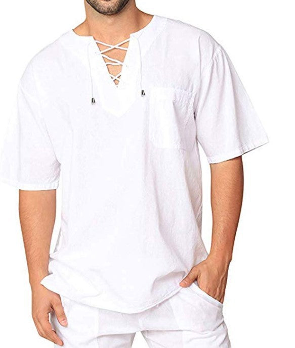 Men's lightweight top with modern lacing design and practical chest pocket Lisslune