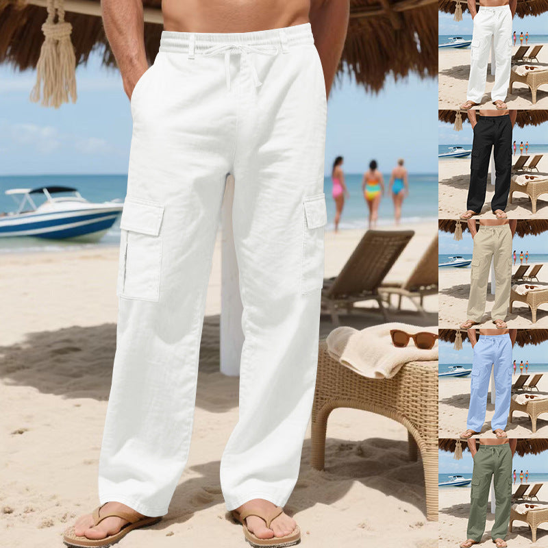 Men's cargo pants made of lightweight, breathable material with practical side pockets Lisslune