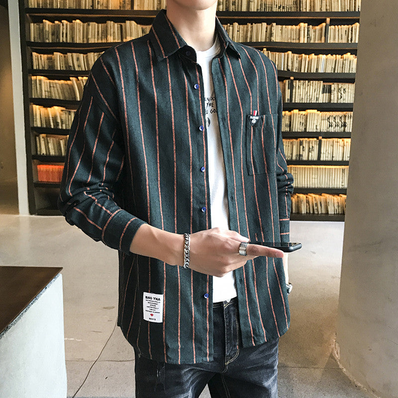 Men's striped long-sleeve shirt with modern cut Lisslune
