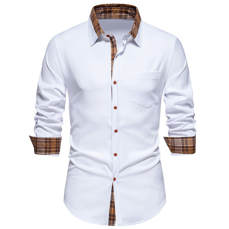 Men's Elegant Long Sleeve Shirt with Contrast Details Lisslune