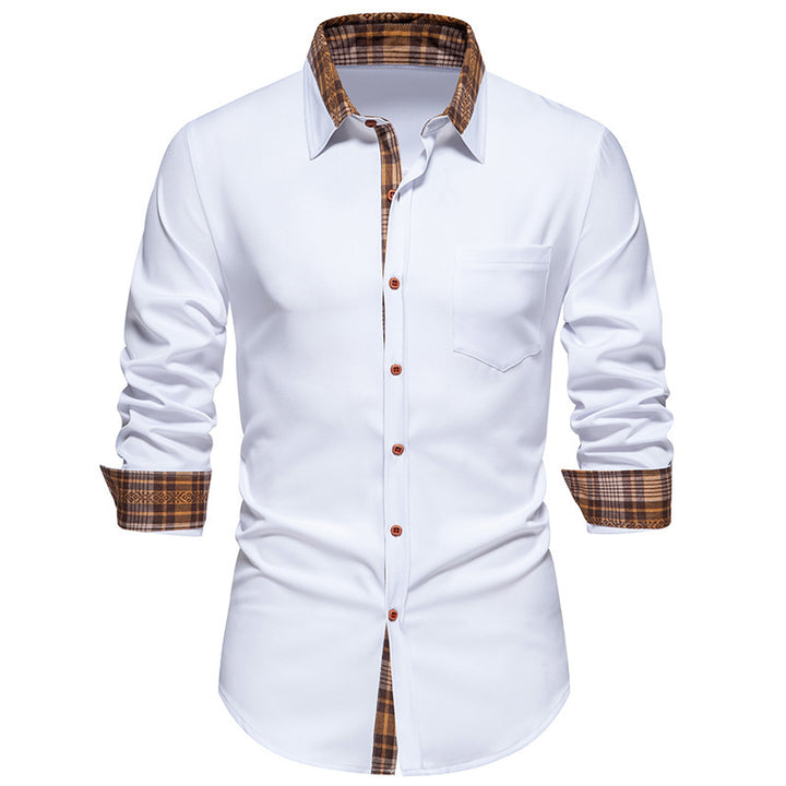 Men's Elegant Long Sleeve Shirt with Contrast Details Lisslune