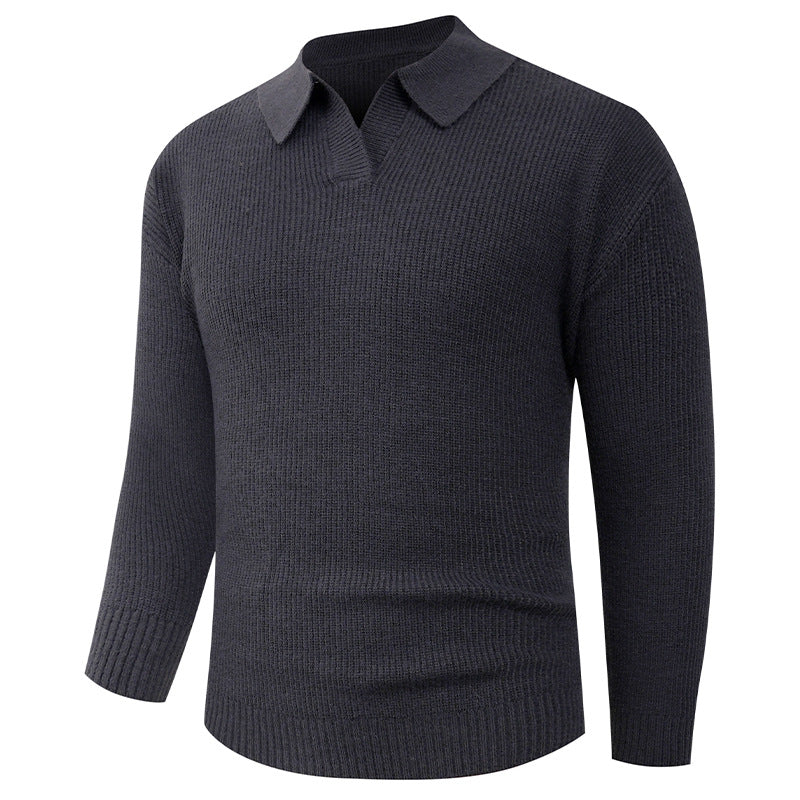 Men's knit sweater with classic collar and textured look Lisslune