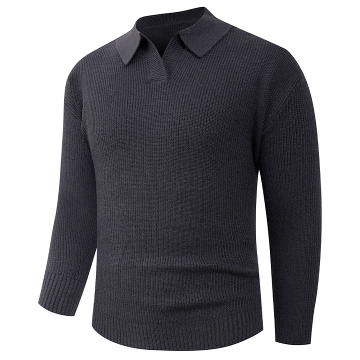 Men's knit sweater with classic collar and textured look Lisslune