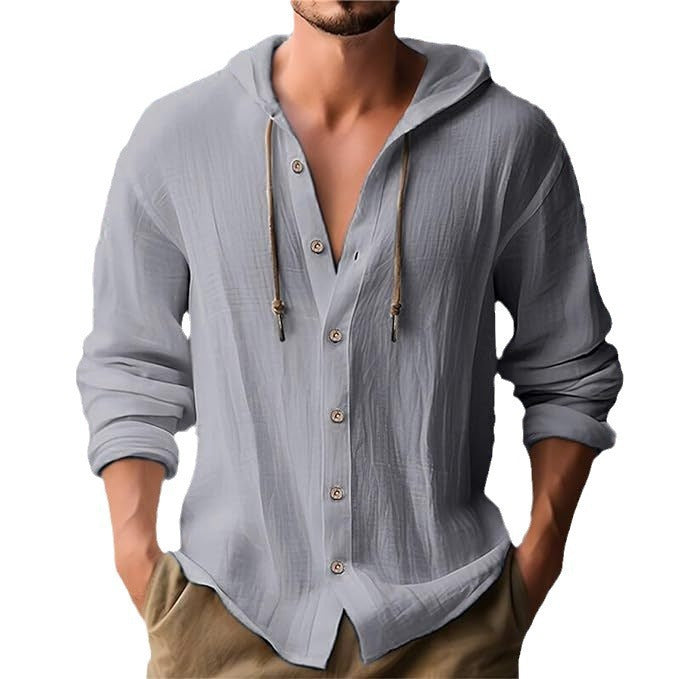 Men's casual hoodie shirt with textured surface Lisslune