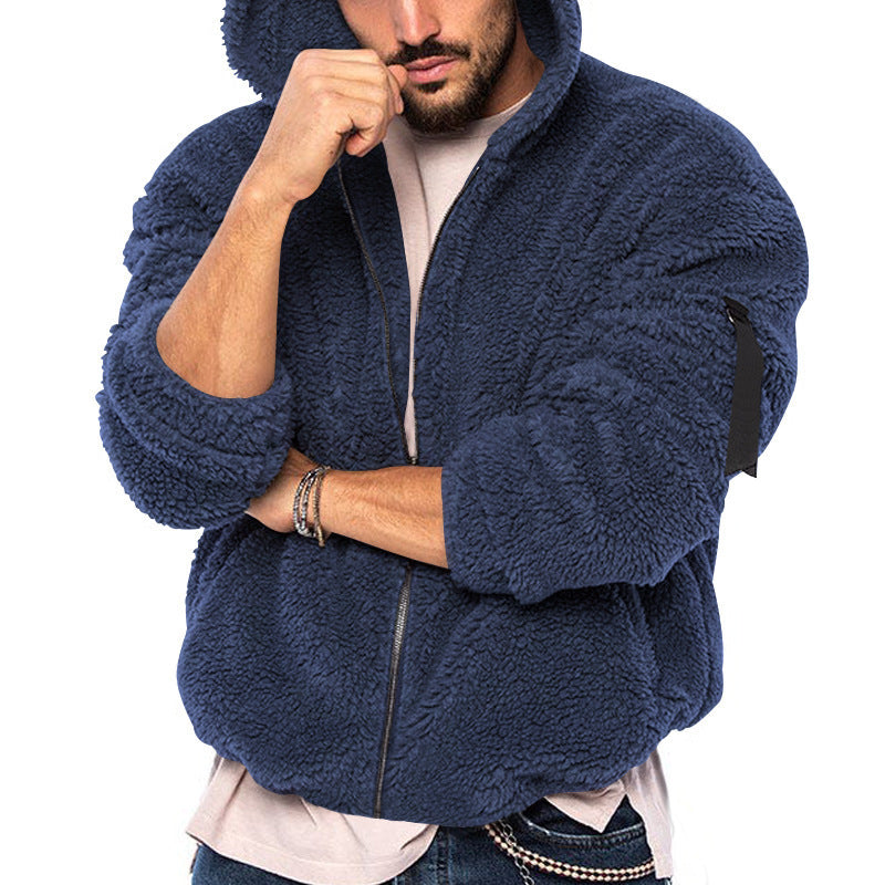 Men's cuddly teddy fleece hoodie Lisslune