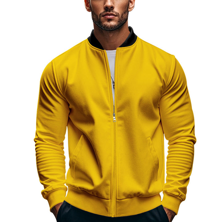 Men's elegant bomber jacket with stand-up collar and zipper Lisslune