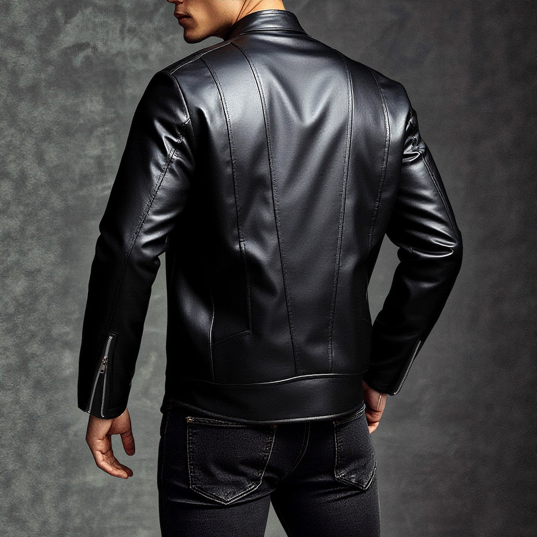 Men's fashionable synthetic leather jacket with removable pockets Lisslune