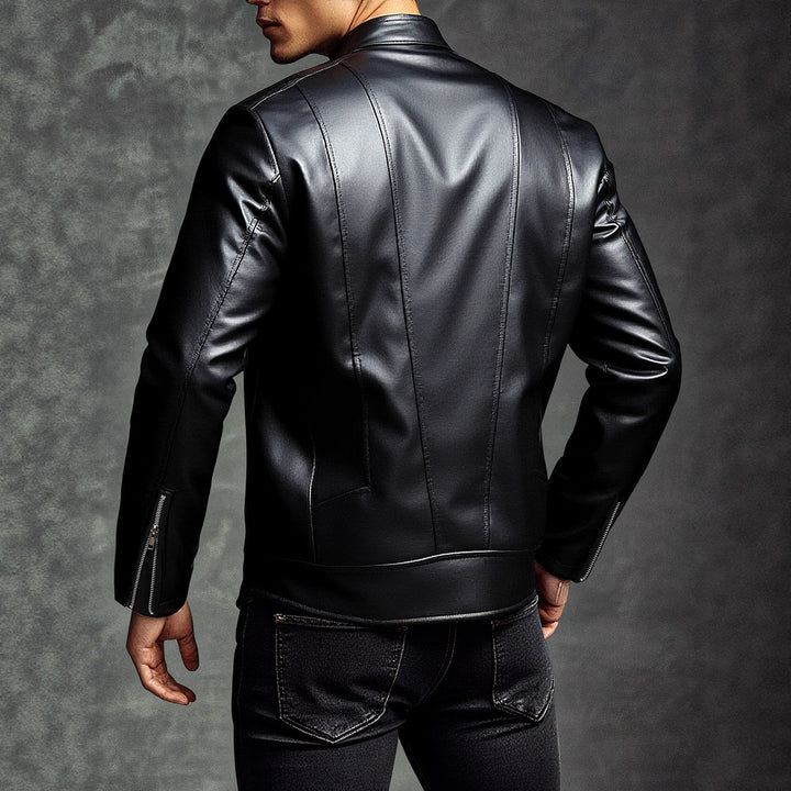 Men's fashionable synthetic leather jacket with removable pockets Lisslune