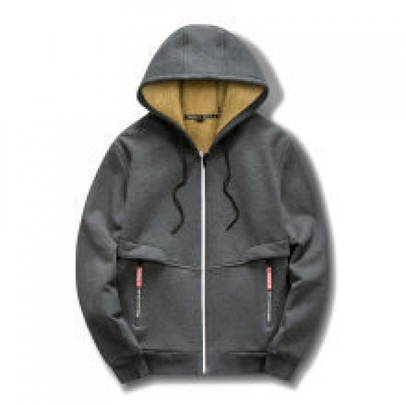 Men's Cuddly Fleece Jacket with Hood and Pockets Lisslune