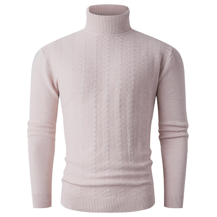 Men's turtleneck sweater with textured pattern and high collar Lisslune