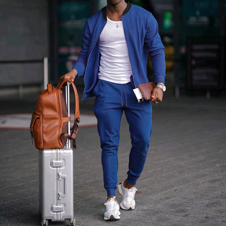 Men's sporty leisure suit with elastic waistband and practical pockets Lisslune