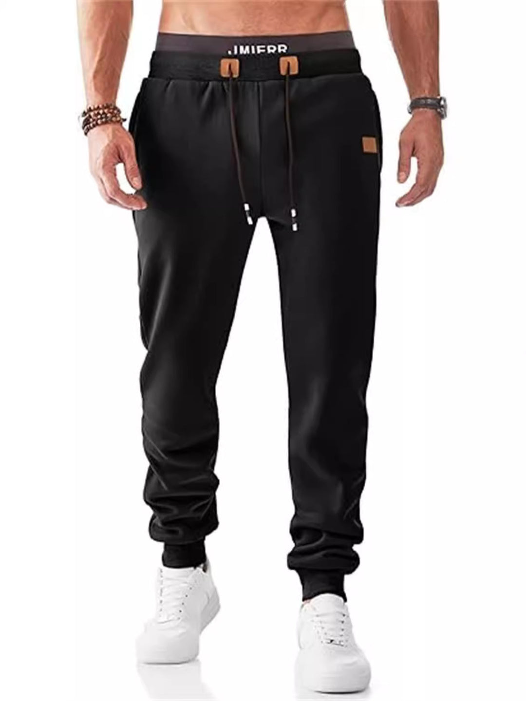 Men's Comfortable Jogging Pants with Adjustable Waist and Side Zipper Pockets Lisslune