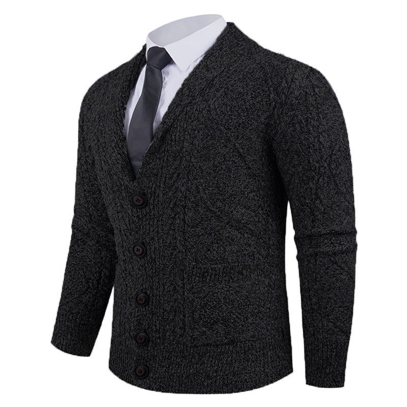 Men's cardigan with distinctive cable knit pattern and stylish shawl collar Lisslune