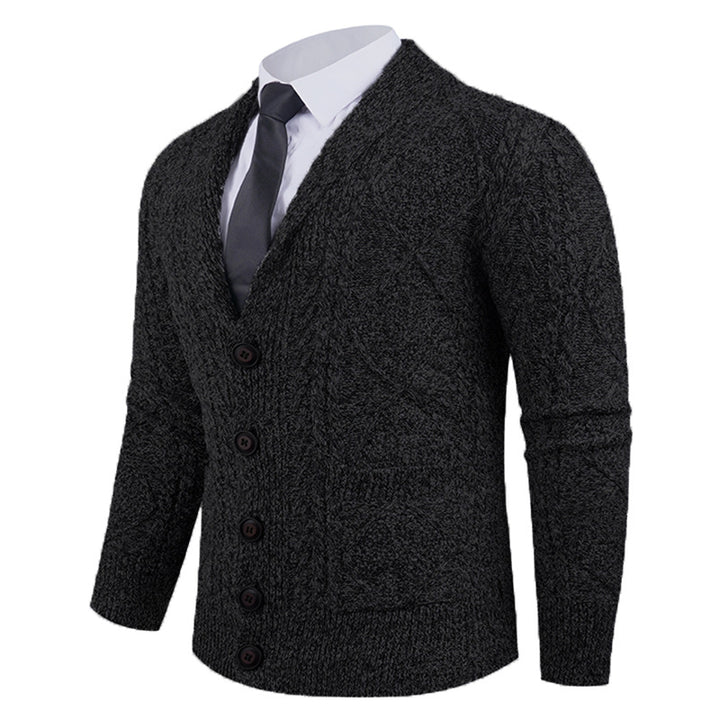 Men's cardigan with distinctive cable knit pattern and stylish shawl collar Lisslune