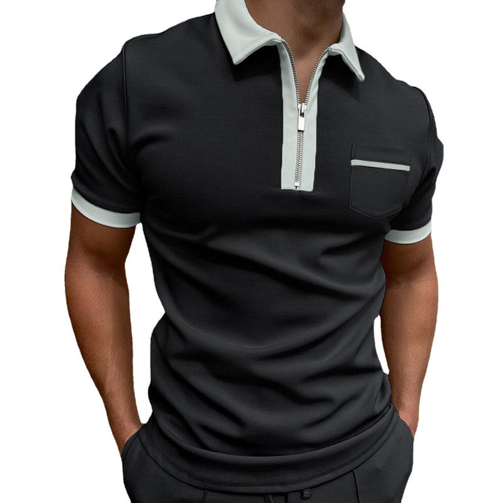 Men's sporty short-sleeve polo shirt with zipper and chest pocket Lisslune