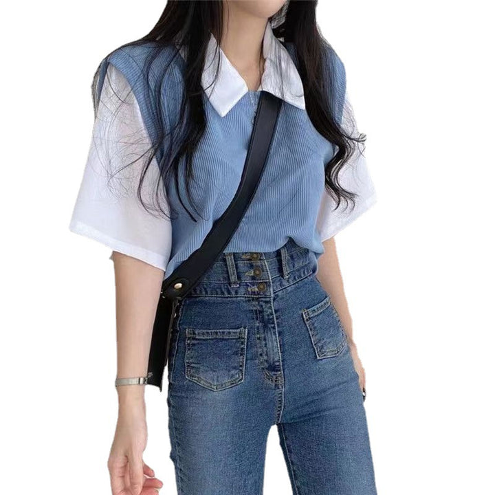 Women's shirt with fashionable layering effect and comfortable oversized cut