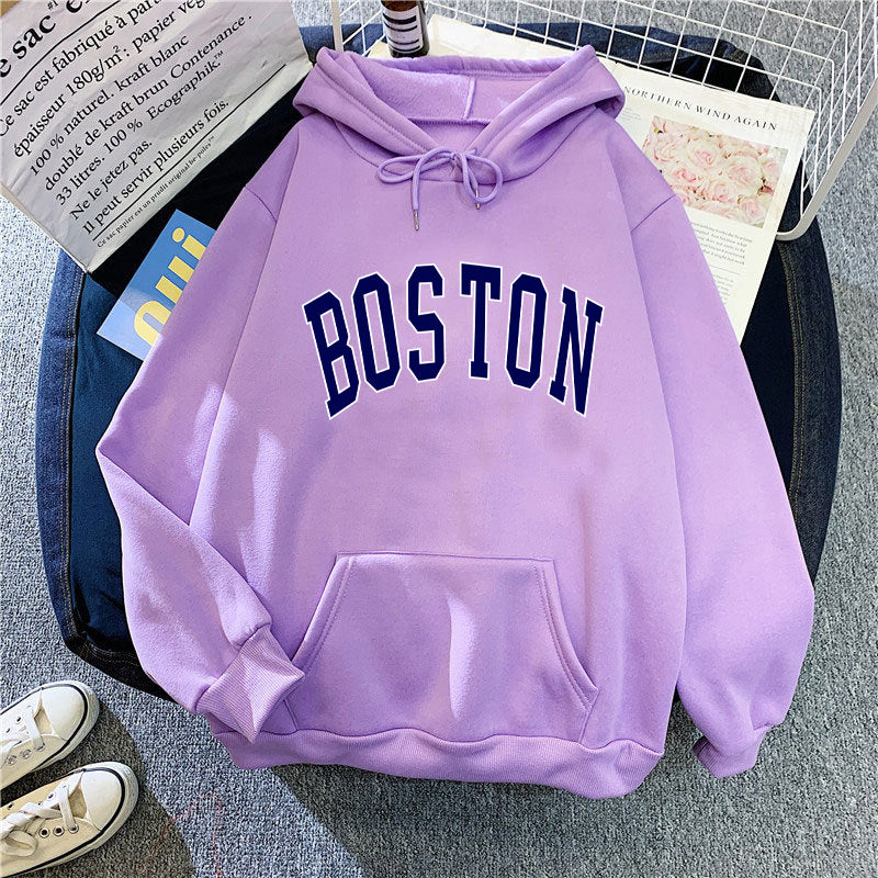 Women's hoodie with classic Boston print Lisslune
