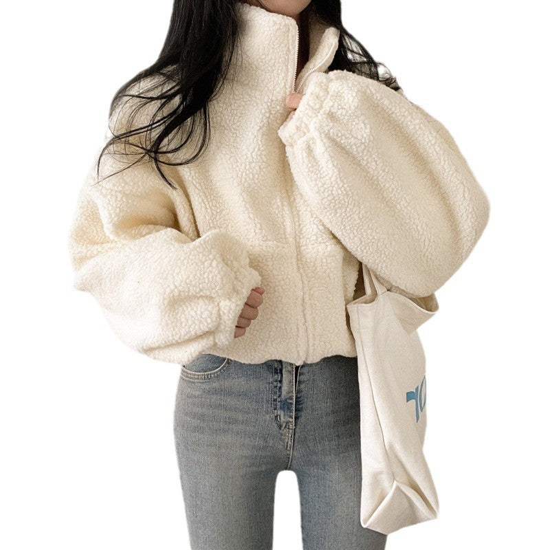 Women's cozy fleece jacket with high collar and zipper Lisslune