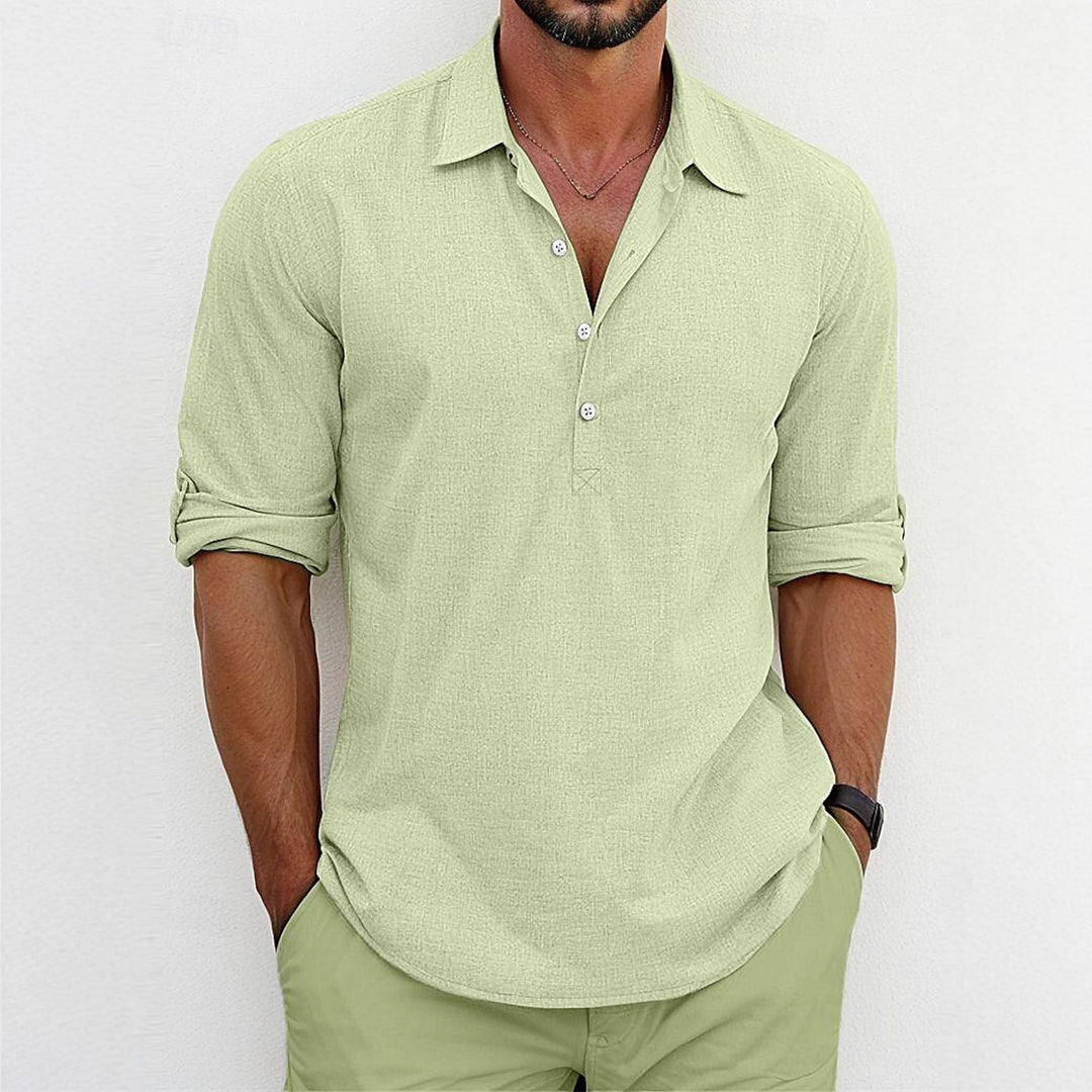 Men's stylish shirt with three-quarter sleeves and button placket Lisslune
