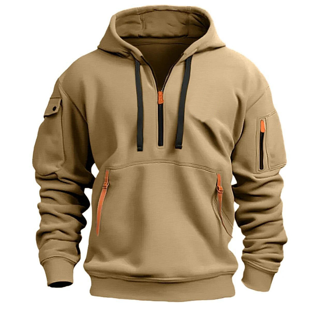 Men's sporty hoodie with practical zip pockets and high collar Lisslune