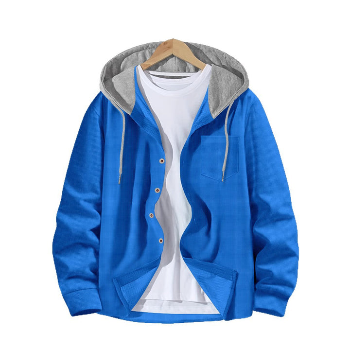 Men's versatile hoodie shirt with textured surface and practical chest pocket Lisslune