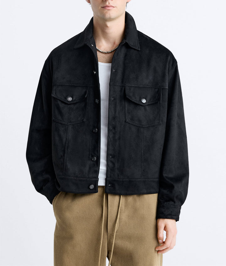 Men's casual suede jacket with practical chest pockets and modern cut Lisslune