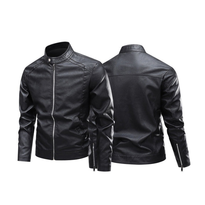 Men's Synthetic Leather Jacket with Modern Cut Lisslune