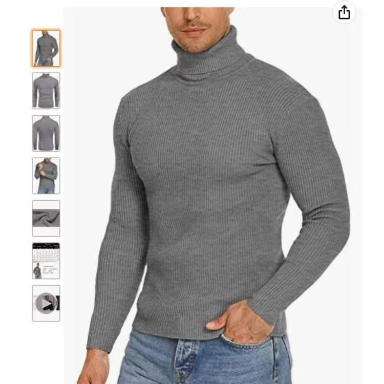 Men's Stand Collar Sweater made of Ribbed Knit Lisslune