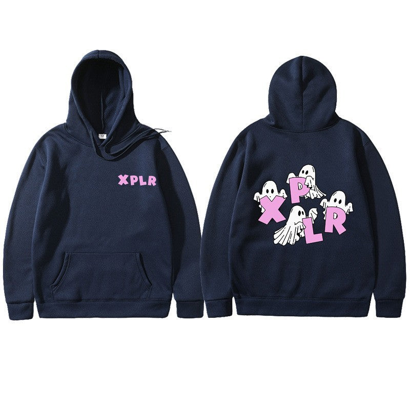 Women's hooded sweatshirt with creative ghost motif and kangaroo pocket Lisslune