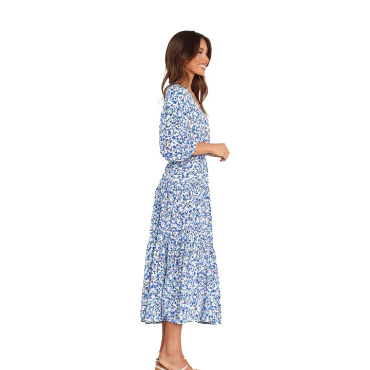 Women's Summer Maxi Dress with Open Décolleté and Floral Pattern Lune London