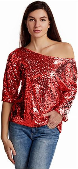 Ladies Sparkling Sequin Blouse Lisslune