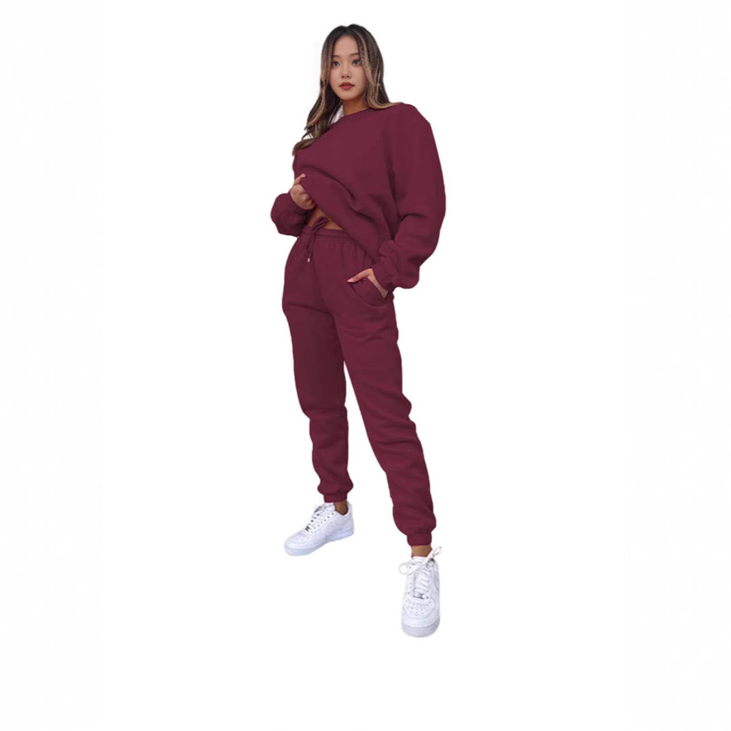 Women’s comfortable tracksuit with modern puff sleeves and elastic waistband Lisslune