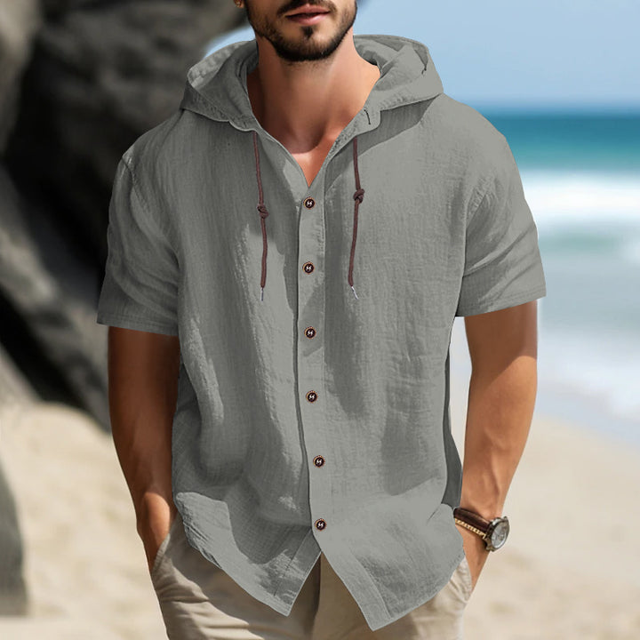Men's Short Sleeve Shirt with Hood and Fashionable Cut Lisslune