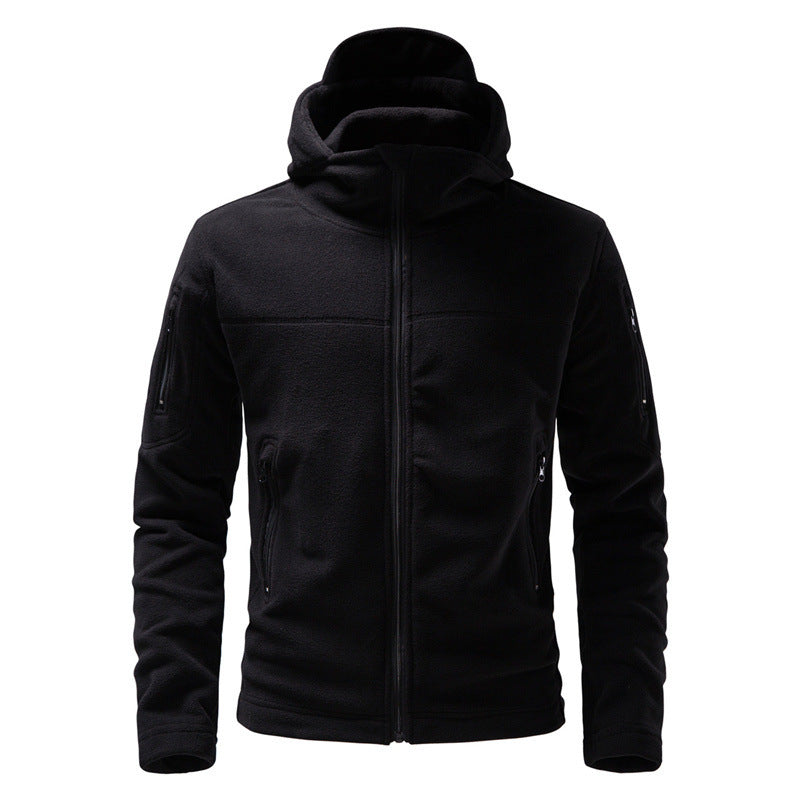 Men's fleece jacket with hood and functional pockets Lisslune