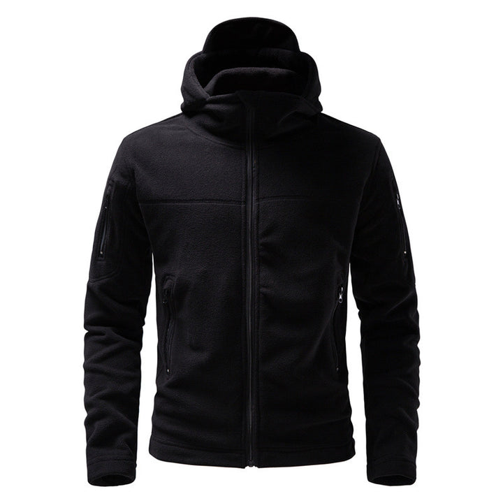 Men's fleece jacket with hood and functional pockets Lisslune