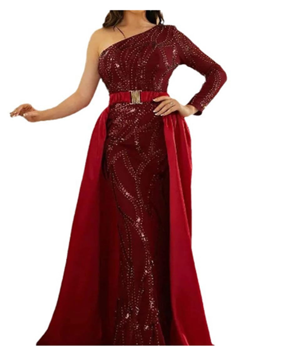 Women's maxi dress with glittering pattern and elegant cape Lisslune