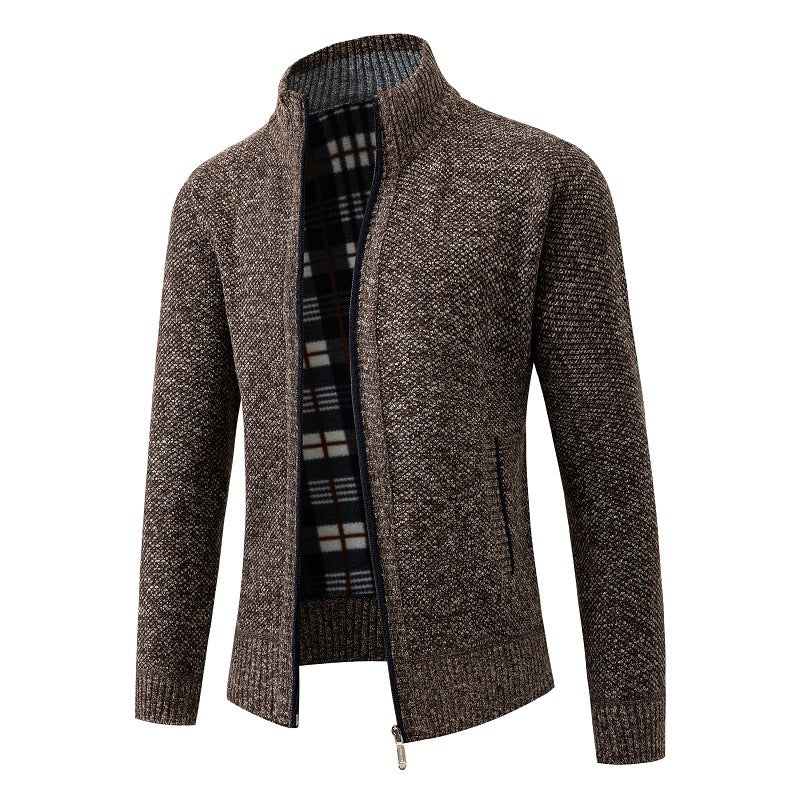 Men's cardigan with modern stand-up collar and practical side pockets Lisslune