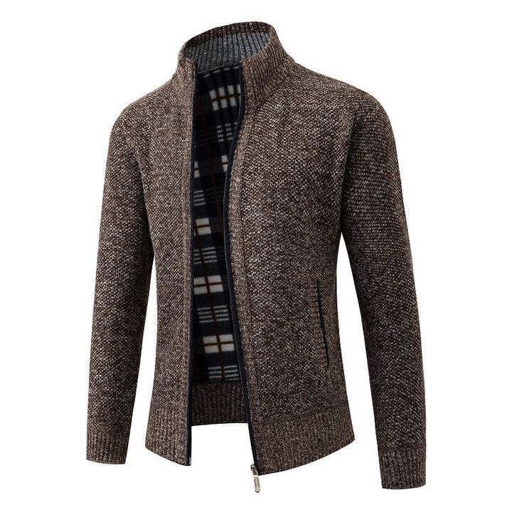 Men's cardigan with modern stand-up collar and practical side pockets Lisslune