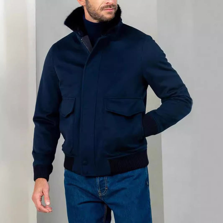 Men's fashionable bomber jacket with warm collar Lisslune
