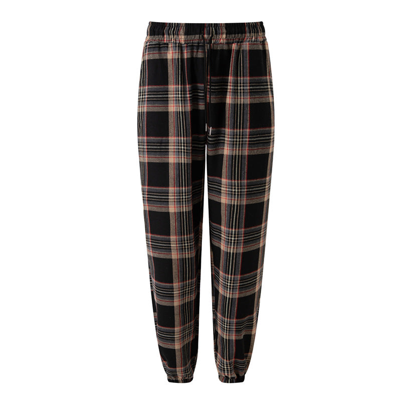 Men's comfortable flannel pants with practical side pockets and elastic waistband Lisslune
