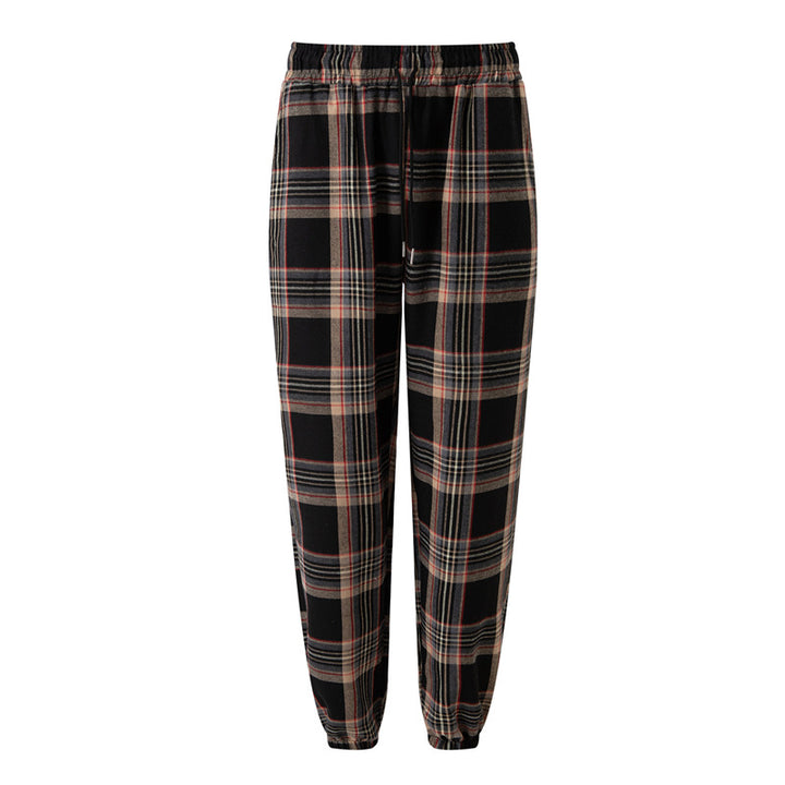 Men's comfortable flannel pants with practical side pockets and elastic waistband Lisslune