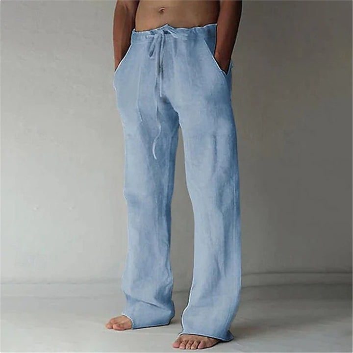 Men's casual linen pants with adjustable waistband and side pockets Lisslune