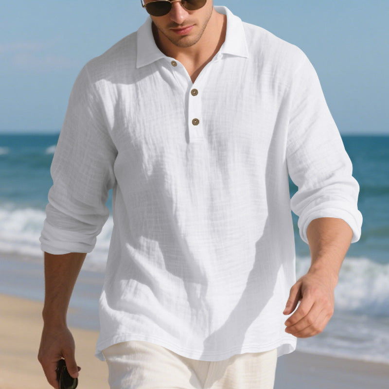 Men's Long Sleeve Polo Shirt made of breathable waffle fabric Lisslune