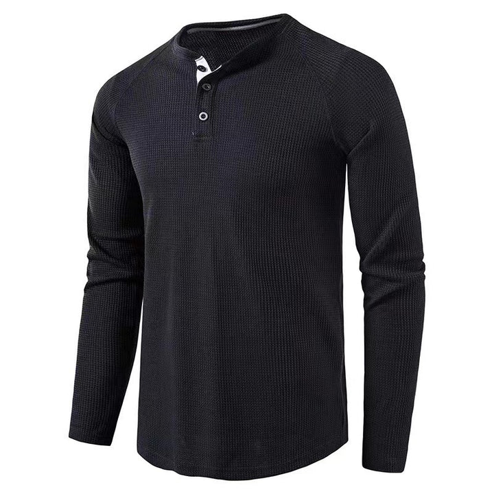 Men's Long Sleeve T-Shirt with Button Placket Lisslune