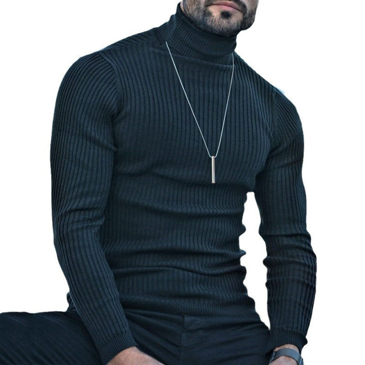 Men's High-Quality Turtleneck Sweater with Textured Design Lisslune