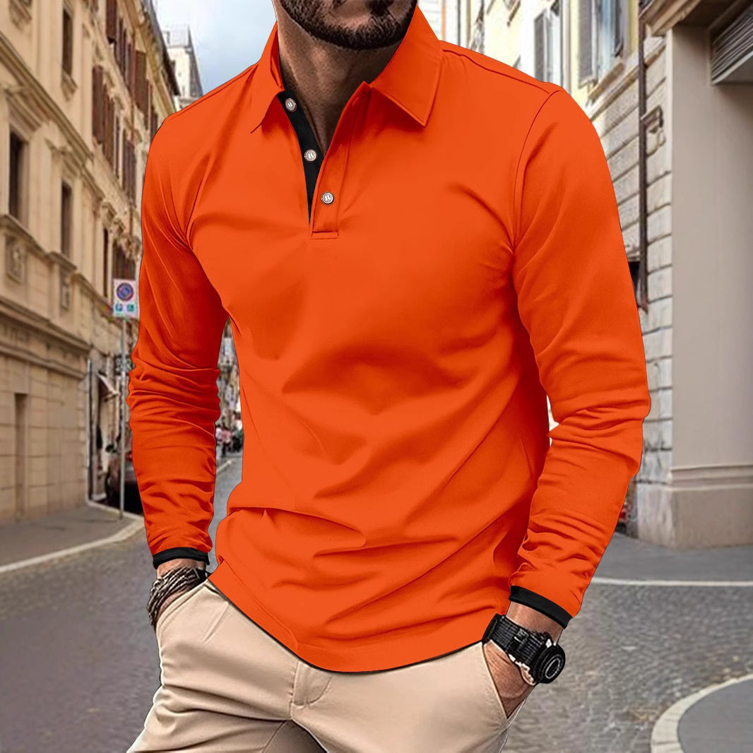 Men's Long Sleeve Polo Shirt with Stylish Collar and Elegant Button Details Lisslune