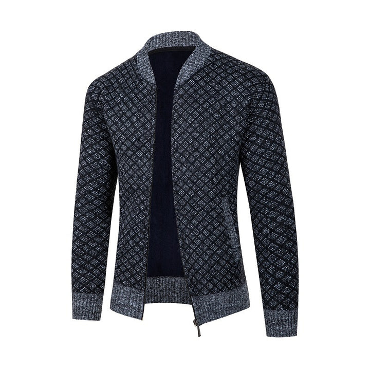 Men's cardigan with modern diamond pattern and zipper Lisslune
